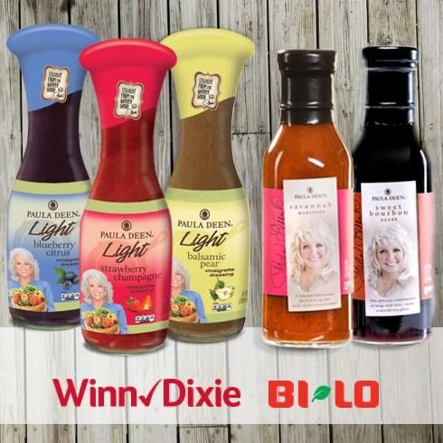 Paula Deen salad dressings and sauces, available at Winn-Dixie and BI-LO